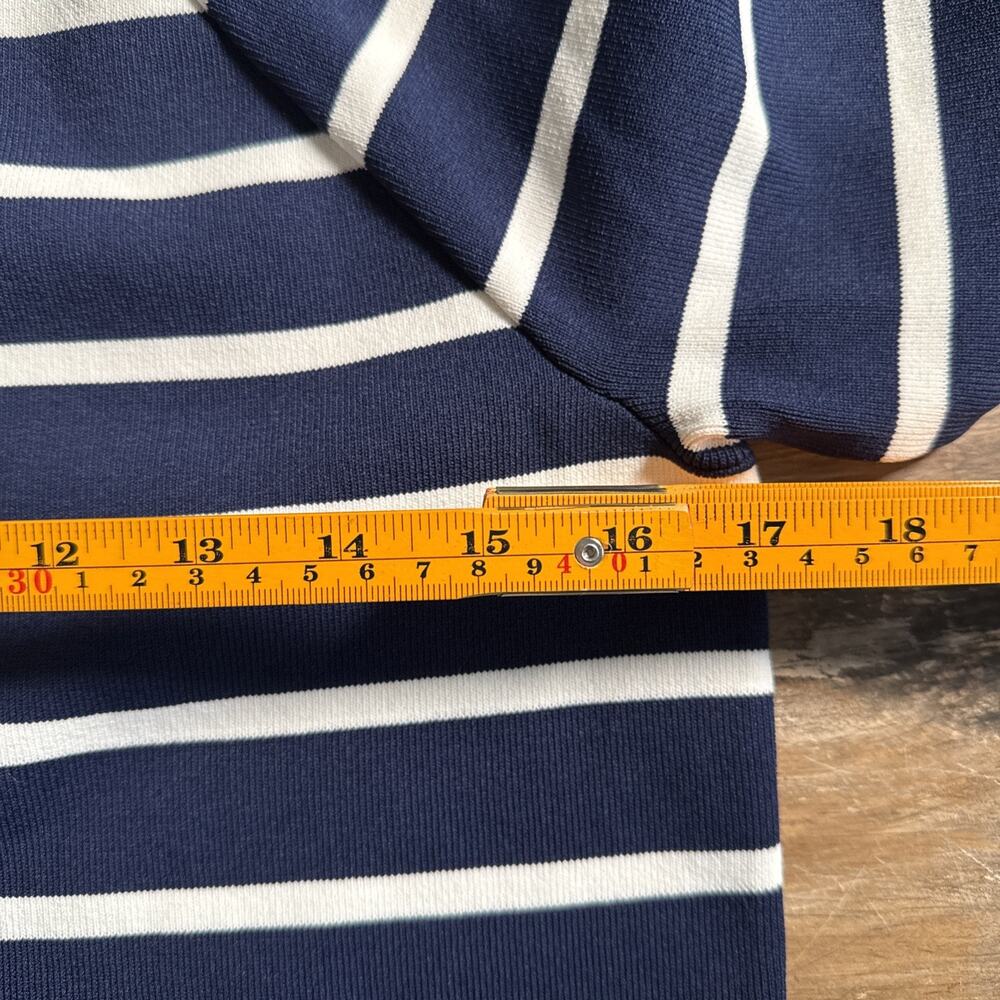 Lauren Ralph Lauren Striped Mock Neck Sweater Women Large Navy/White Pullover LS - Picture 7 of 10